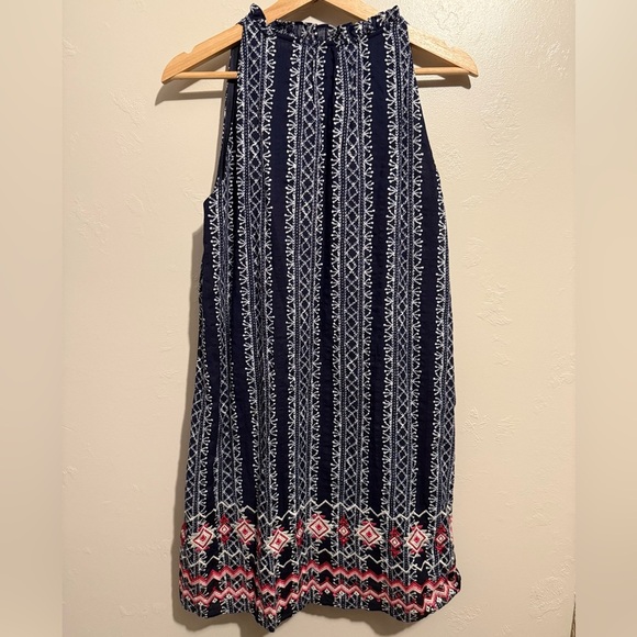Anthropologie THML Navy, Red & White Embroidered Swing Dress Tassel Accents Med - Picture 11 of 14
